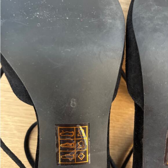 Jeffrey Campbell + Free People Andra Black Suede Lace Up Kitten Heel Size 8 Boho - Picture 7 of 8